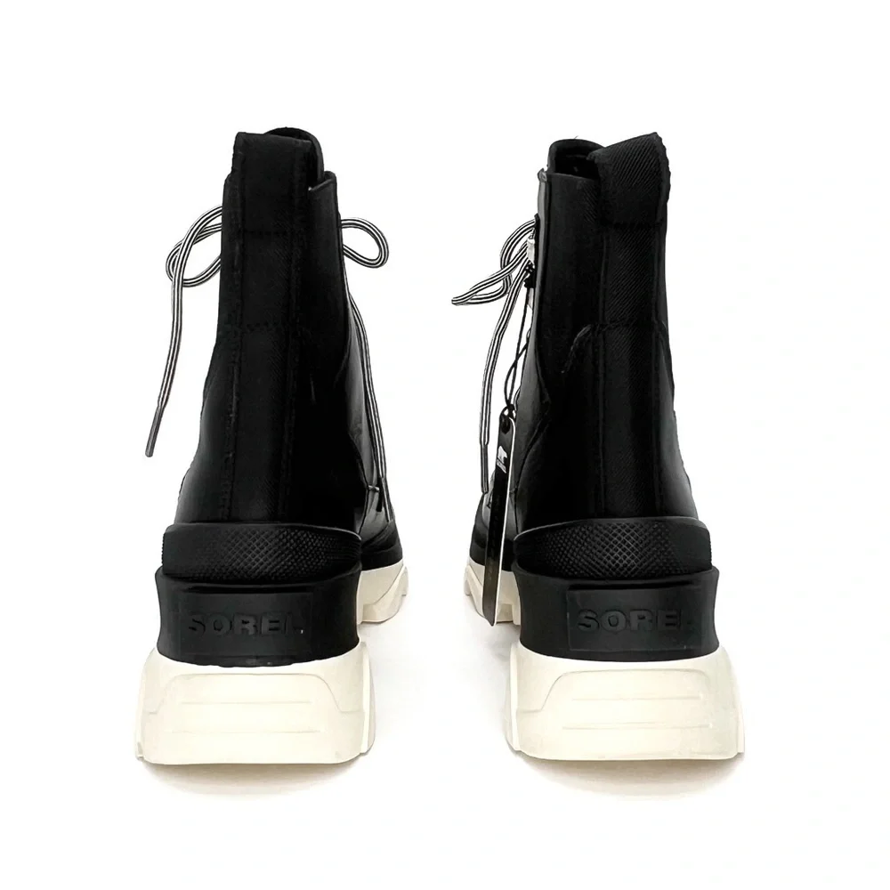 Sorel Brex Ankle Boots Womens Size 6.5 Leather Waterproof Black White New NWT